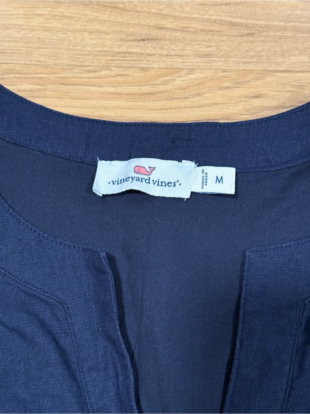 Vineyard Vines Navy Split-Neck Shift Top - Picture 2 of 4